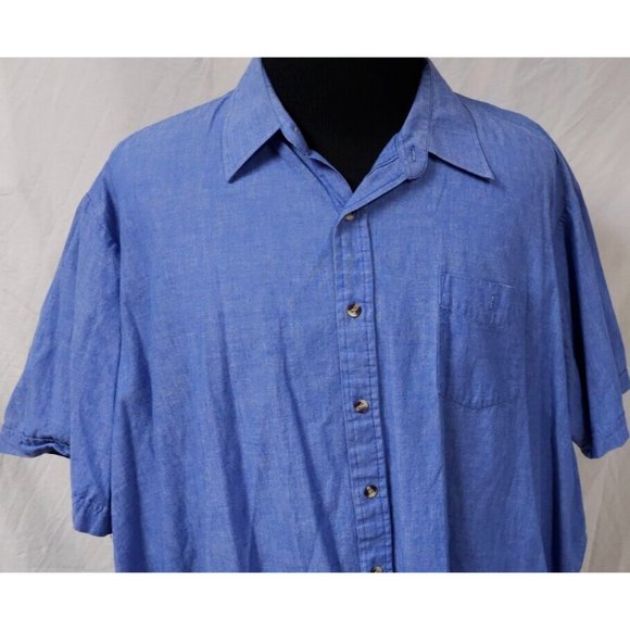 Ely Big Man 3X Big 19.5 Blue Short Sleeve Button Up Western Chambray Shirt - Picture 3 of 11